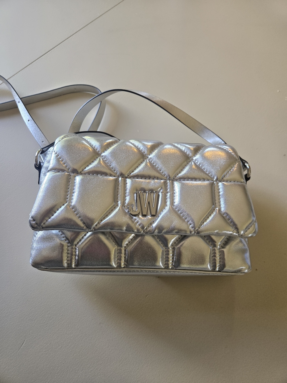 Jason Wu Metallic Silver Quilted Crossbody Bag